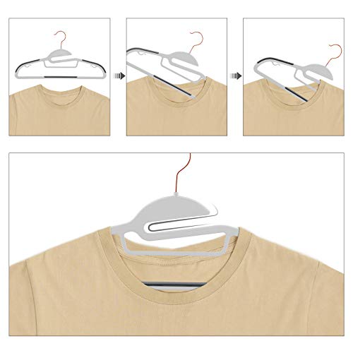 Set of 30 Plastic, S-Shaped Opening, Non-Slip and Space-Saving Hangers, Thickness 0.5 cm, Long 41.5 cm, 360 Degree Swivel Hook, Rose Gold, Grey CRP43G30, White, Standard