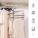 Trousers Hangers, 5-Bar Clothes Hangers, Set of 4, Space-Saving, Open-Ended, Non-Slip Trousers Organisers for Jeans Towels Scarves, Black CRI034B02