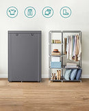 Fabric Wardrobe, Clothes Storage Organiser, 6 Shelves, 1 Hanging Rail, Non-Woven Fabric, Metal Frame, 45 x 105 x 168 cm, for Bedroom, Dressing Room, Grey RYG085G02