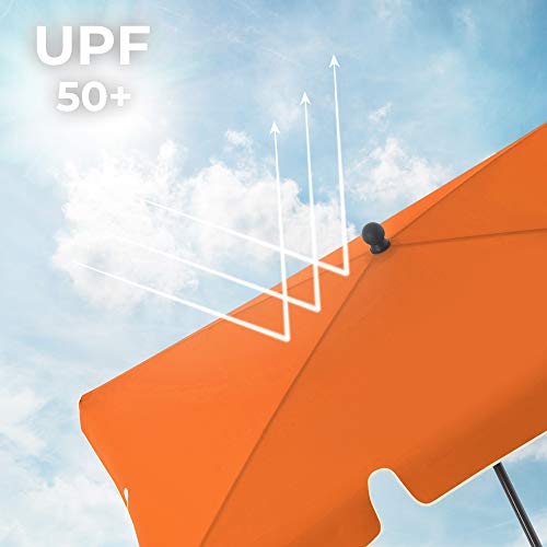 Rectangular Balcony Parasol 2 x 1.25 m, UPF 50+ Protection, Tilting Sunshade, PA-Coated Canopy, Carrying Bag, Garden Terrace, Base Not Included, Orange GPU25OG