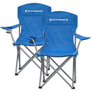 Set of 2 Folding Camping Chairs, Comfortable, Heavy Duty Structure, Max. Load Capacity 150 kg, with Cup Holder, Outdoor Chairs, Blue GCB08BU