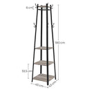 Garderobenständer, Kleiderständer mit 3 Ablagen, Leiterregal mit Haken für Schals, Taschen und Regenschirme, Stahlrahmen, Industriestil, grau und schwarz LCR080B02