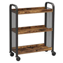 Cowjag Industrial Style Dessert, Küchenwagen, Platzsparend, mit verstellbaren Füßen und Rollen, Küchenregal, Stahlgestell, 66 x 26 x 85 cm, Rustikal Braun LRC66BX.