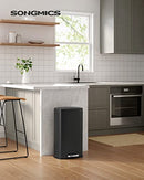 Kitchen Bin 30L, Pedal Bin, Rubbish Bin with Soft-Close Lid and Inner Bucket, Steel, Black LTB03BK