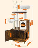 FEANDREA PCT113X01 Cat Scratching Post with Litter Tray Vintage Brown