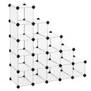 Interlocking Shoe Rack, Rectangular Storage Organiser, 15-Slot Modular DIY Storage Shelf Unit, Metal Wire Wardrobe, White LPC44S