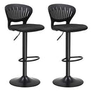 LJB04BK Bar Stools Height-Adjustable with Crown Shaped Backrest Rotates 360° Comfortable Padded Seat Kitchen Bar Black Set of 2