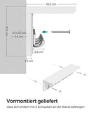 Wall-Mounted Coat Rack with 4 Metal Dual Hooks, Wooden Wall Hook Rack for Bedroom, Entryway, Bathroom, Kitchen, Living Room, White LHR42WT