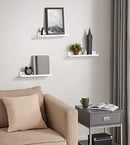 Wandregal, 3er-Set, schwebende Regale, Leiste für Bilderrahmen und Bücher, 38 x 10 cm, MDF weiß LWS38WT