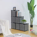 Ladder Storage Unit, 6 Cubes with 6 Storage Boxes, DIY Closet Organiser, Multifunctional with Modular Design, Sturdy Metal Frame, Includes Rubber Mallet, 105 x 30 x 105 cm, Black LSN66BK