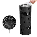 Metal Stand, Round Umbrella Holder Rack, with Hooks and Drip Tray, 49 x Ø 19.5 cm, Black LUC23B, 19.5 x 49 cm (Dia. x H)