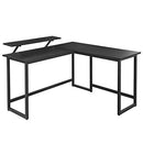 Computer Desk, L-Shaped Writing Workstation, Industrial Corner Desk With Monitor Stand, for Home Office Study Writing and Gaming, Space Saving, Easy Assembly, Black LWD56BK