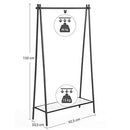Clothes Rack with Steel Structure, Garment Rack with Hanging Rail, Bottom Shelf, Simple Look, for Bedroom Entrance Attic Basement, 92.5 x 33.5 x 153 cm, Matte Black HSR23BK
