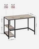 Computer Desk, Writing Desk with 2 Shelves on Left or Right, Work Table for Office Living Room, Steel Frame, Industrial, Greige and Black LWD47MB