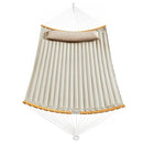Padded Double Hammock, Quilted Hammock with Detachable Curved Bamboo Spreader Bars, Swing Bed with Pillow, Oxford Fabric, 200 x 140 cm, Load Capacity 225 kg, Cream and Beige GDC34BE