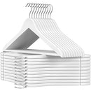 Wooden Hangers, Set of 20, Coat Hangers, Clothes Hangers, with Shoulder Notches, Anti-Slip Trousers Bar, 360° Swivel Hook, for Suits, Shirts, Coats, White and Silver CRW03W-20