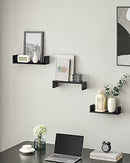 Set of 3 Modern Wall Shelves, Floating Storage Shelving with High Gloss Finish, and Invisible Mounting, Black LWS40BK