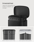 Kitchen Bin 30L, Pedal Bin, Rubbish Bin with Soft-Close Lid and Inner Bucket, Steel, Black LTB03BK