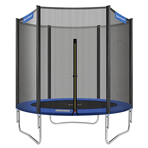 Trampoline 183 cm (6 ft), Outdoor Backyard Trampoline, TÜV Rheinland GS Certificate, with Enclosure Safety Net, Spring Cover Pad, Holds 100 kg, Black and Blue STR6FT