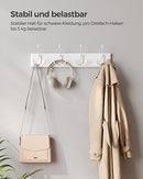 Wall Mounted Coat Rack, Hook Rack with 4 Tri-Hooks, for Clothes, Keys, Hats, Purses, in The Entryway, Bathroom, Closet Room, White LHR30WT
