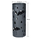 Metal Umbrella Stand, Umbrella Holder with Water Tray and Hooks, 19.5 x 49 cm (Dia. x H), Round, Matte Anthracite Grey LUC23AG
