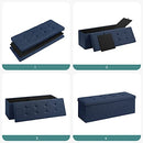 Storage Ottoman Bench, Padded Chest with Lid, Folding Seat, 120L Capacity, Hold up to 300 kg, Navy Blue LSF77IN