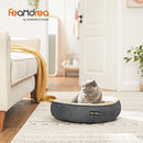 FEANDREA Dog Bed, Doughnut Cat Bed, Round, 50 cm Dia, Dark Grey