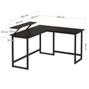 Computer Desk, L-Shaped Writing Workstation, Industrial Corner Desk With Monitor Stand, for Home Office Study Writing and Gaming, Space Saving, Easy Assembly, Black LWD56BK