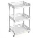 Rolling Trolley Storage Unit with 3 Shelves for Kitchen Bathroom Cellar KSC03WT