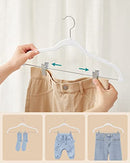 Trouser Hangers, Set of 12 Velvet Hangers with Adjustable Clips, 42.5 cm Long, Non-Slip, Space-Saving, for Skirts, Coats, Dresses, White CRF012W01