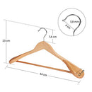 Suit Hangers, Set of 6, Solid Wood Contoured Hangers with Extra Wide Shoulders, Non-Slip for Outfits, Shirts, Coats, Jackets, Trousers, Pants, 360° Swivel Hook, Natural Colour CRSH06NL