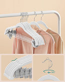 Trouser Hangers, Set of 12 Velvet Hangers with Adjustable Clips, 42.5 cm Long, Non-Slip, Space-Saving, for Skirts, Coats, Dresses, White CRF012W01