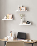 Wandregal, 3er-Set, schwebende Regale, Leiste für Bilderrahmen und Bücher, 38 x 10 cm, MDF weiß LWS38WT