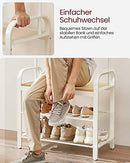 Garderobenständer, Kleiderständer mit Schuhablage, 4-in-1 Design, mit 9 abnehmbaren Haken, eine Kleiderstange, für Flur, Eingang, 33,7 x 77 x 183 cm, Modern, Eiche und Creme HSR40W