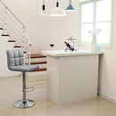 LJB64G Set of 2 Bar Stools with Back and Sturdy Base Diameter 41 cm Height Adjustable Polyurethane Grey