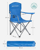 Set of 2 Folding Camping Chairs, Comfortable, Heavy Duty Structure, Max. Load Capacity 150 kg, with Cup Holder, Outdoor Chairs, Blue GCB08BU
