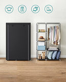 Fabric Wardrobe, Clothes Storage Organiser, 6 Shelves, 1 Hanging Rail, Non-Woven Fabric, Metal Frame, 45 x 105 x 168 cm, for Bedroom, Dressing Room, Black RYG085B02