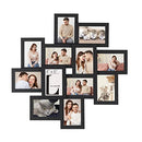 Picture Frame Collage for 12 Photos in 4 x 6 Inches, Assembly Required, Collage Multiple Photos, Clear Glass Front, Wooden Grain, Black RPF22BK