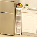 KFR05W 4 Drawer Recess Shelving Unit 2 Piece Separately Use Kitchen Shelving Bathroom Shelving Unit Stand Utility Trolley with Wheels 84.5cm High White