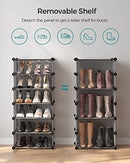 Interlocking Shoe Rack, Rectangular Storage Organiser, 10 Slot Modular DIY Storage Shelf Unit, 40 x 30 x 17 cm for Each Slot, Plastic Wardrobe with Doors, Grey LPC010G01