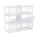Schuhkartons, 6er-Pack stapelbare Schuh-Organizer mit transparenter Tür, Schuhaufbewahrung aus Kunststoff für UK-Größe 11, 36 x 28 x 22 cm, transparent