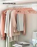 Set of 30 Velvet Hangers, 42 cm Long, Thin and Durable, High Load Capacity, with 360° Swivel Hooks, for Coats Shirts Suits, Pink CRF26PK, ABS Plastic, Metal, 43.5 x 0.6 x 22.5 cm