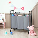 Rolling Laundry Sorter, Laundry Basket with 3 Removable Bags, Laundry Trolley, Toy Organiser on Wheels, Sturdy, 3 x 44L, Grey LSF003GS