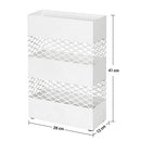 Metal Umbrella Holder, Umbrella Stand, 28 x 12 x 41 cm, Rectangular with Water Tray, Openwork Design, White LUC02WT
