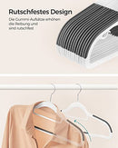 Set of 50, Durable Plastic Non-Slip Design, Space-Saving Hangers, Thickness of 0.5 cm, 360° Swivel Hook, Length of 42 cm, White and Dark CRP020W02, ABS, Light Grey, Standard