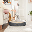 FEANDREA Dog Bed, Doughnut Cat Bed, Round, 60 cm Dia., Dark Grey