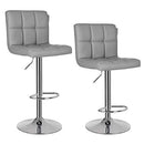 LJB64G Set of 2 Bar Stools with Back and Sturdy Base Diameter 41 cm Height Adjustable Polyurethane Grey