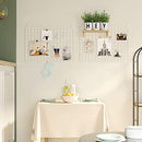 Grid Panels, Set of 2, Photo Wall Display, Metal Mesh Wall Decor, Multifunctional Hanging Picture Wall, DIY, Art Display, S Hook, Clips, Hemp Cord, White LPP02W