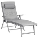 Foldable Sun Lounger, Sunbed with 6 cm Mattress, Removable Headrest, Rustproof Aluminium, Breathable, Comfortable, Reclinable, Max. Load Capacity 150 kg, Grey GCB24GY