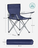 Folding Camping Chairs, Set of 2 Outdoor Chair, with Armrests, Cup Holder, Portable, 120 kg Capacity, for Camping, Garden, Fishing, Beach, Balcony, Dark Blue GCB01IN